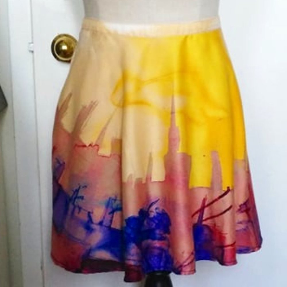 RACHEL Rachel Roy Yellow and Blue Mini Skirt